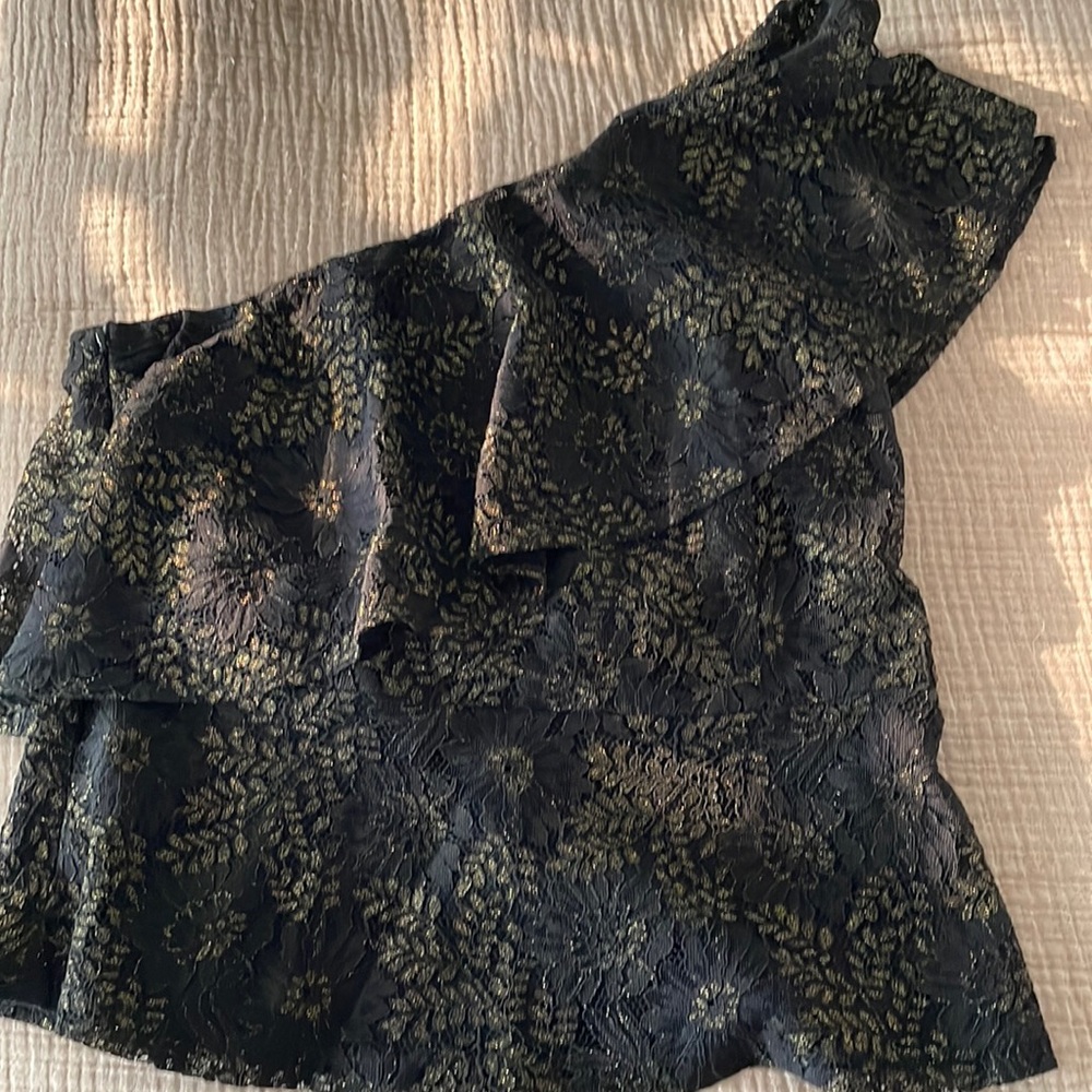 Nanette lepore black one shoulder lace top
